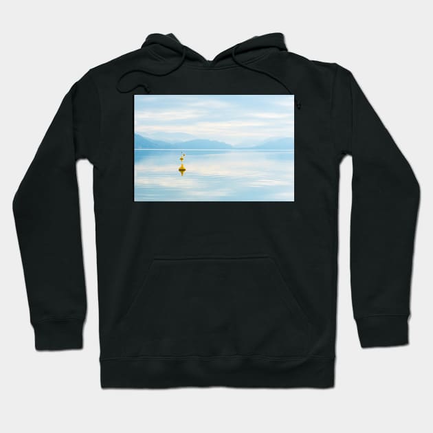 Peaceful Lake View with Misty Mountains - Skaha Lake Hoodie by Amy-K-Mitchell